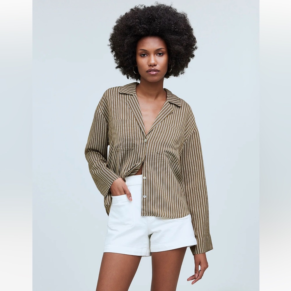 Madewell resort long sleeve shirt in stripe seersucker
